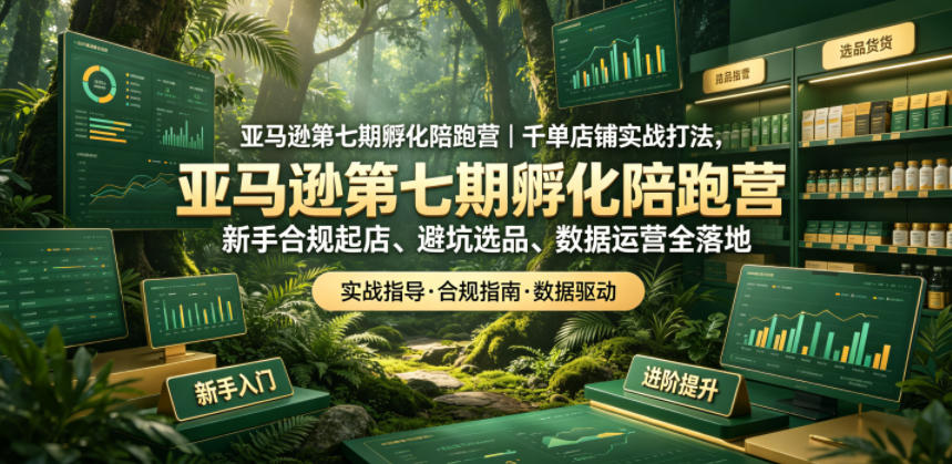 亚马逊第七期孵化陪跑营｜千单店铺实战打法，新手合规起店、避坑选品、数据运营全落地(更新0625)-天韵资源网