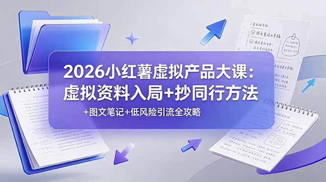 2026小红薯虚拟产品大课：虚拟资料入局+抄同行方法+图文笔记+低风险引流全攻略-天韵资源网