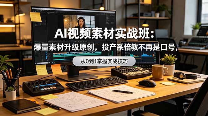 AI视频素材实战班：爆量素材升级原创，投产翻倍不再是口号，0-1系统教学实战落地-天韵资源网