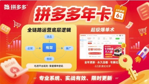 拼多多年卡，拼多多全链路运营底层逻辑，超级爆单术【更新26年6月】-天韵资源网