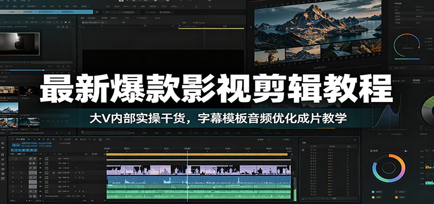 最新爆款影视剪辑教程：大V内部实操干货，字幕模板音频优化成片教学-天韵资源网