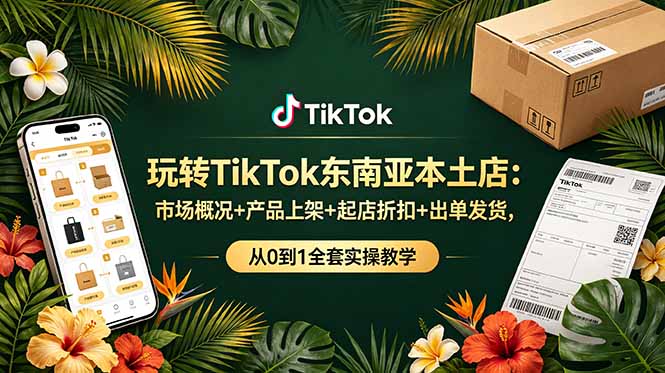 玩转TikTok东南亚本土店：市场概况+产品上架+起店折扣+出单发货，从0到1全套实操教学-天韵资源网