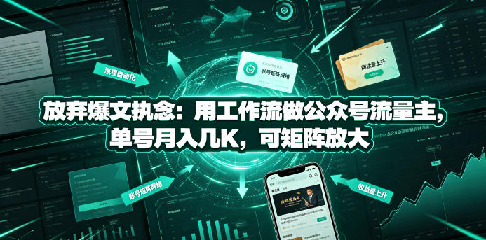放弃爆文执念：用工作流做公众号流量主，单号月入几K，可矩阵放大-天韵资源网