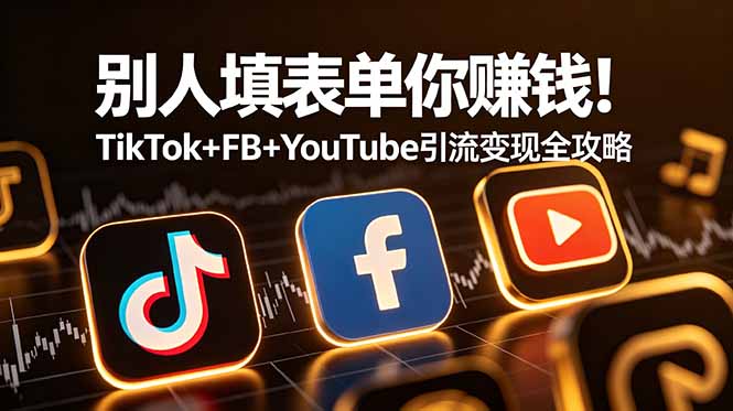 别人填表单你赚钱！TikTok+FB+YouTube 引流变现全攻略【原创双语字幕】-天韵资源网