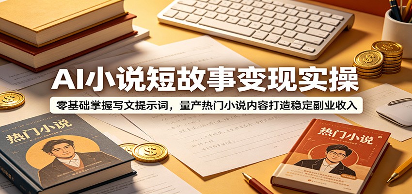 AI小说短故事变现实操：零基础掌握写文提示词，量产热门小说内容打造稳定副业收入-天韵资源网