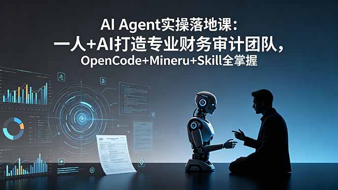 AI Agent实操落地课：一人+AI打造专业财务审计团队，OpenCode+Mineru+Skill全掌握-天韵资源网