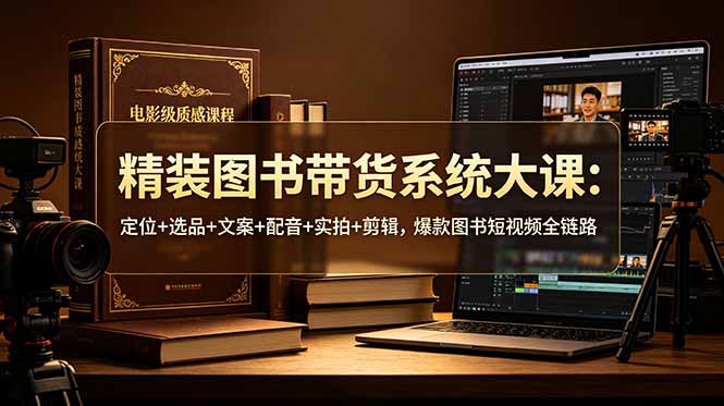 精装图书带货系统大课：定位+选品+文案+配音+实拍+剪辑，爆款图书短视频全链路-天韵资源网
