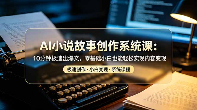 AI小说故事创作系统课：10分钟极速出爆文，零基础小白也能轻松实现内容变现-天韵资源网