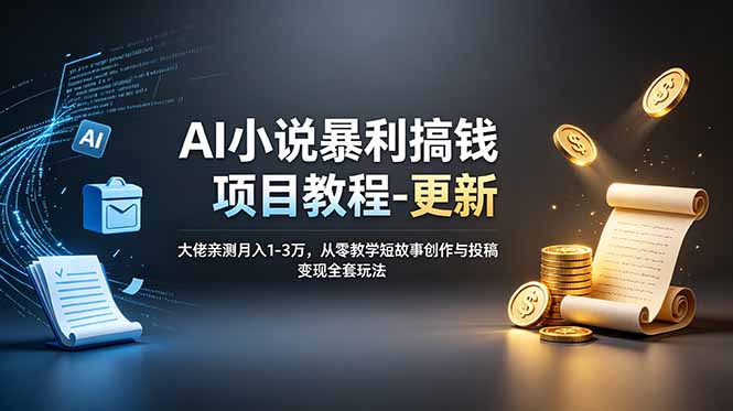 AI小说暴利搞钱项目教程-更新,大佬亲测月入1-3万,从零教学短故事创作与投稿变现全套玩法-天韵资源网