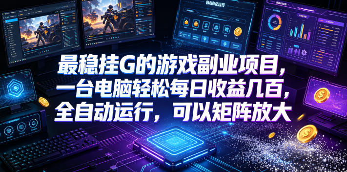 最稳挂G的游戏副业项目，一台电脑轻松每日收益几百，全自动运行，可以矩阵放大【揭秘】-天韵资源网