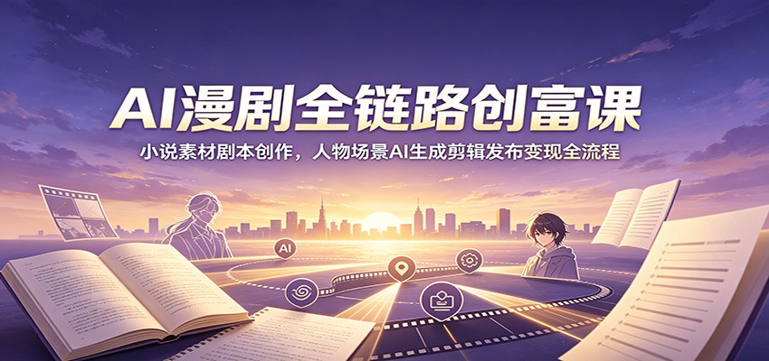 AI漫剧全链路创富课：小说素材剧本创作，人物场景AI生成剪辑发布变现全流程-天韵资源网
