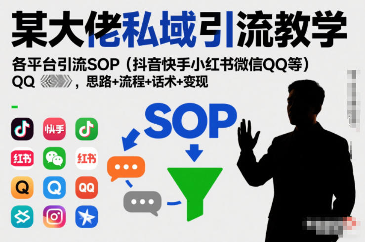 某大佬私域引流教学，各平台引流SOP(抖音快手小红书微信QQ等)，思路+流程+话术+变现(更新0708)-天韵资源网