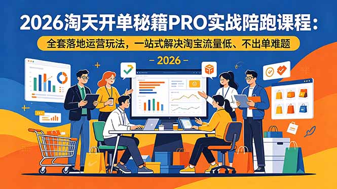 2026淘天开单秘籍PRO实战陪跑课程-更新：全套落地运营玩法，一站式解决淘宝流量低、不出单难题-天韵资源网