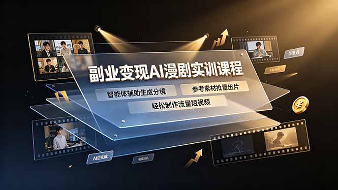 副业变现AI漫剧实训课程，智能体辅助生成分镜，参考素材批量出片，轻松制作流量短视频-天韵资源网