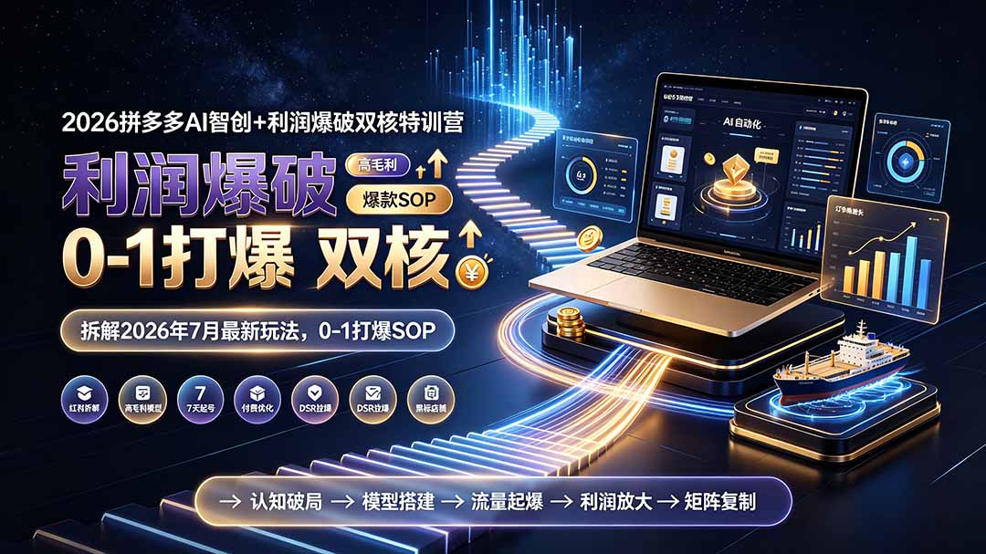 2026拼多多AI智创+利润爆破双核特训营-更新：拆解2026年7月最新玩法，0-1打爆SOP-天韵资源网