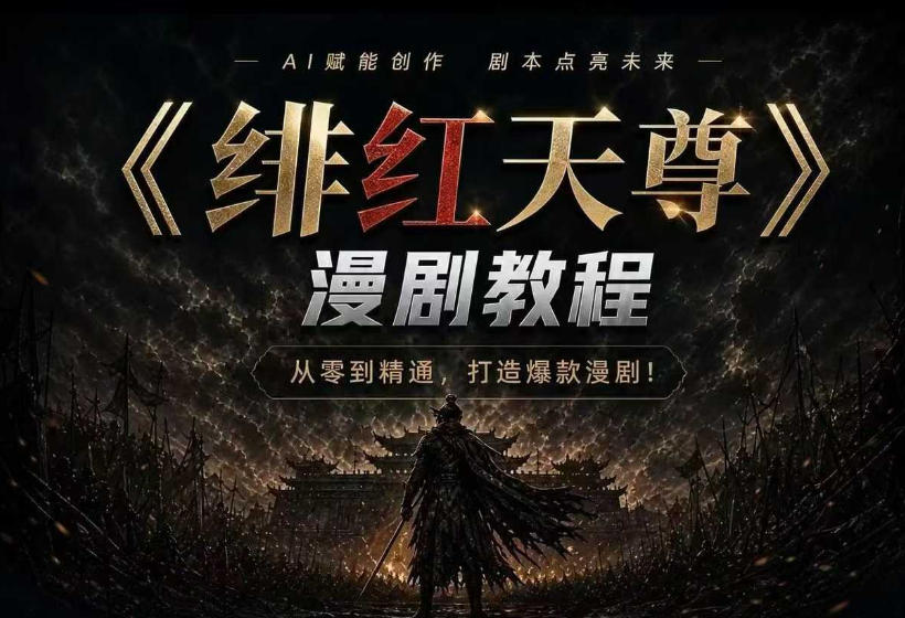 绯红天尊AI漫剧系统教程｜从零入门到精通，工具运用+剧本创作+爆款逻辑+提示词素材+镜头剪辑，全套爆款漫剧落地实战课-天韵资源网
