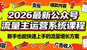 2026最新公众号流量主运营系统课程(更新7月)-天韵资源网