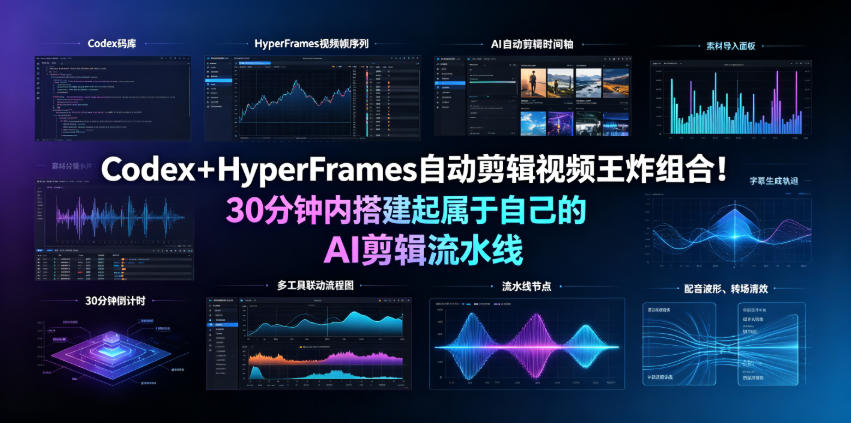 Codex+HyperFrames自动剪辑视频王炸组合!30分钟内搭建起属于自己的AI剪辑流水线(完整版实操教程手册)-天韵资源网