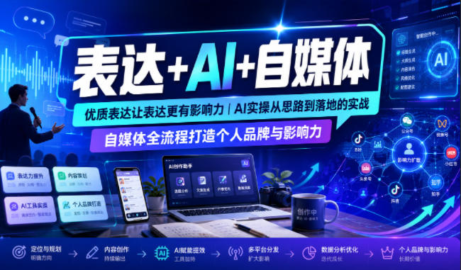 表达+AI+自媒体，优质表达让表达更有影响力|AI实操从思路到落地的实战|自媒体全流程打造个人品牌与影响力-天韵资源网