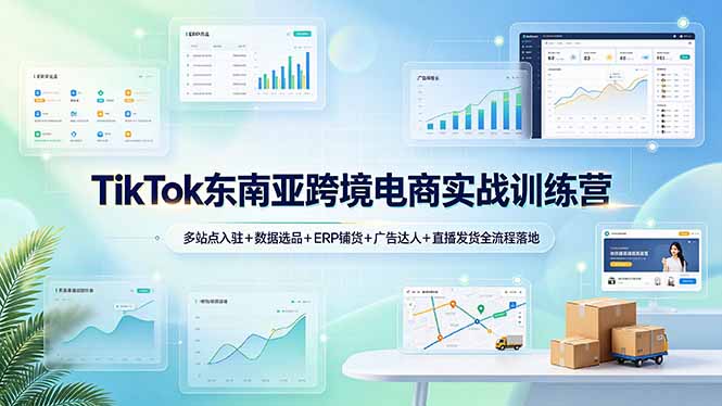TikTok东南亚跨境电商实战训练营：多站点入驻+数据选品+ERP铺货+广告达人+直播发货全流程落地-天韵资源网