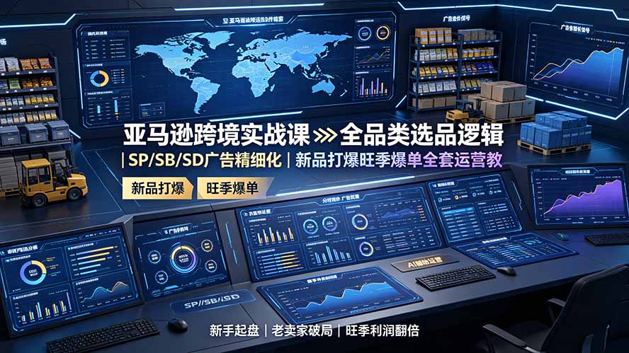 亚马逊跨境实战课：全品类选品逻辑｜SP/SB/SD广告精细化｜新品打爆旺季爆单全套运营教程-天韵资源网