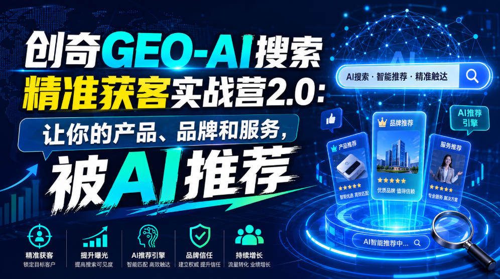 创奇GEO-AI搜索精准获客实战营2.0：让你的产品、品牌和服务，被AI推荐-天韵资源网