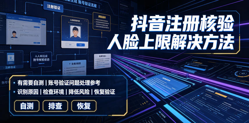 抖音注册核验人脸上限解决方法，有需要自测-天韵资源网