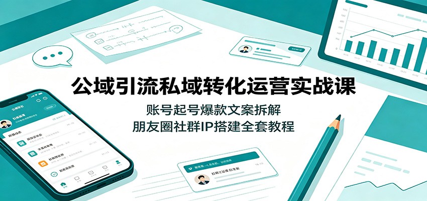 公域引流私域转化运营实战课：账号起号爆款文案拆解，朋友圈社群IP搭建全套教程-天韵资源网