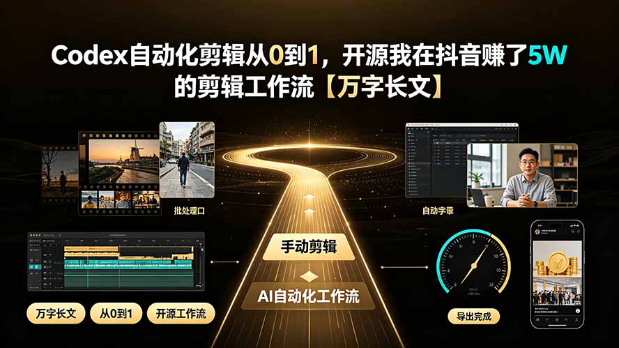 Codex自动化剪辑从0到1，开源我在抖音赚了5W 的剪辑工作流【万字长文】-天韵资源网