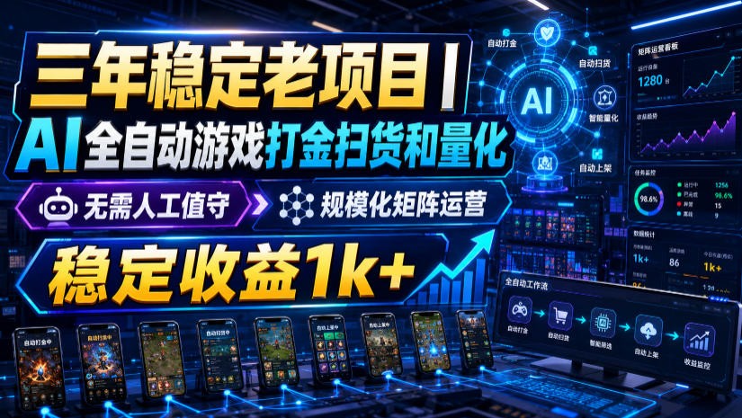 稳定三年的海外游戏全自动搬砖玩法，日入千元，无脑操作！-天韵资源网