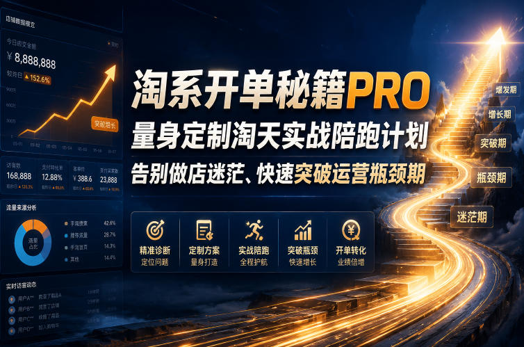 淘系开单秘籍PRO，量身定制淘天实战陪跑计划，告别做店迷茫、快速突破运营瓶颈期(20260715)-天韵资源网