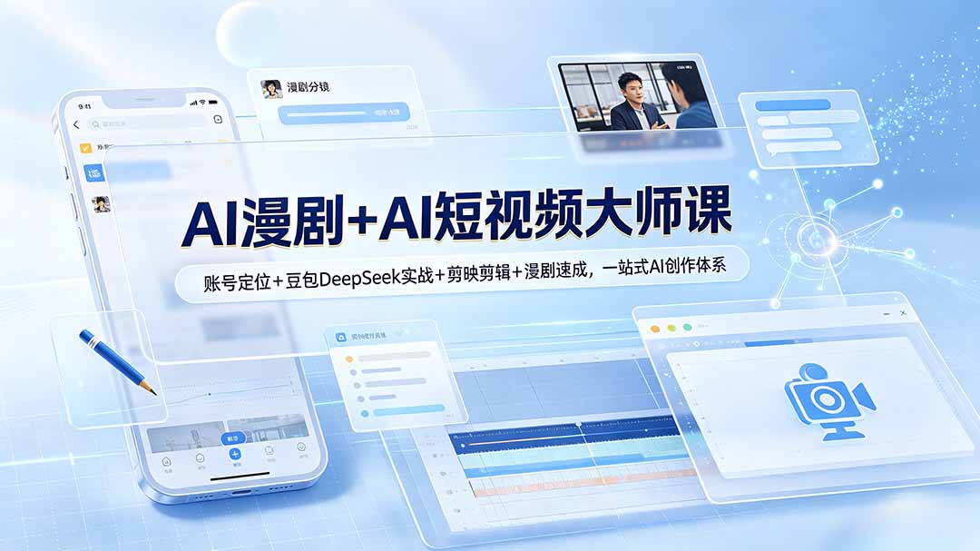 AI漫剧+AI短视频大师课:账号定位+豆包DeepSeek实战+剪映剪辑+漫剧速成,一站式AI创作体系-天韵资源网