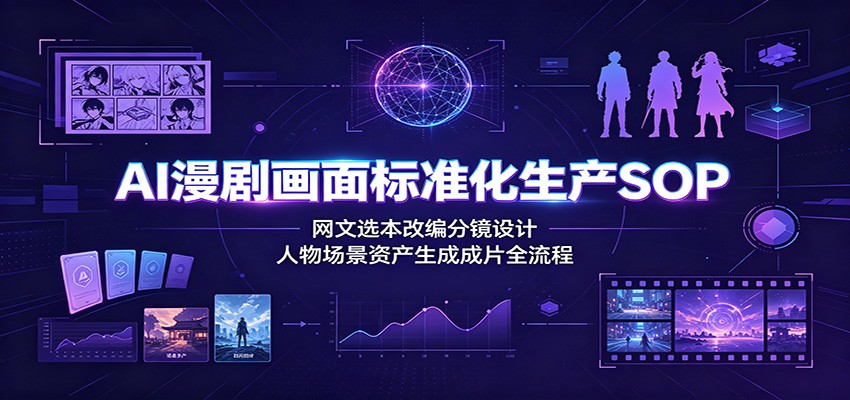 AI漫剧画面标准化生产SOP：网文选本改编分镜设计，人物场景资产生成成片全流程-天韵资源网