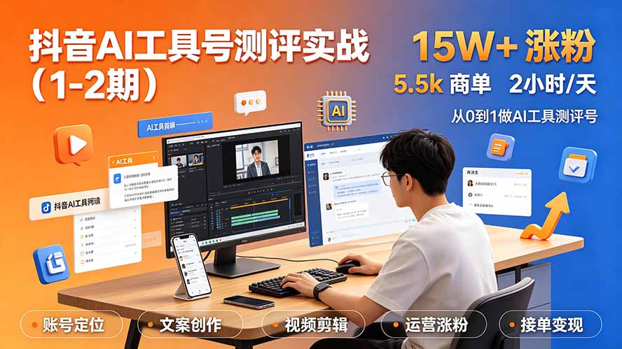 抖音AI工具号测评实战(1-2期-天韵资源网