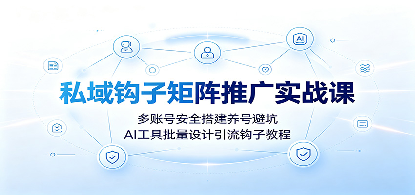 私域钩子矩阵推广实战课：多账号安全搭建养号避坑，AI工具批量设计引流钩子教程-天韵资源网