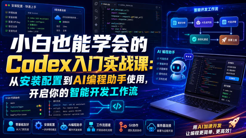 小白也能学会的Codex入门实战课:从安装配置到AI编程助手使用,开启你的智能开发工作流-天韵资源网