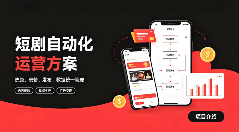 快手全自动短剧矩阵项目｜自动化分发，流量持续变现【揭秘】-天韵资源网