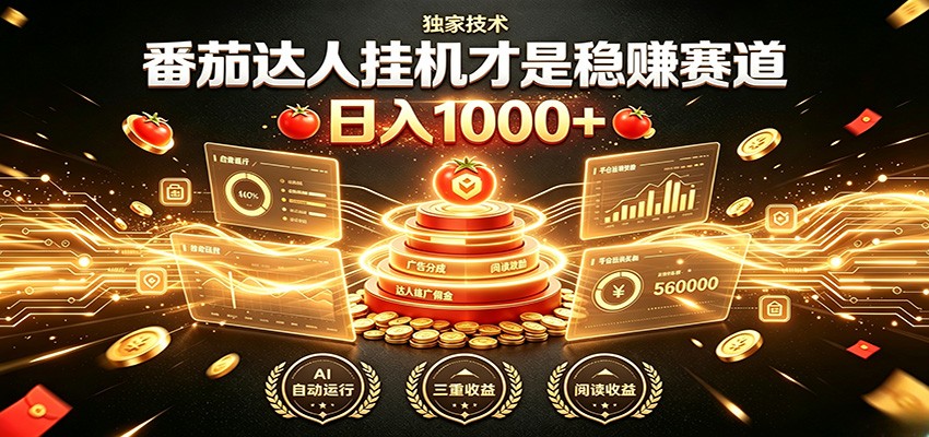 别再瞎找副业！番茄达人挂机才是稳赚赛道 日入1000+-天韵资源网