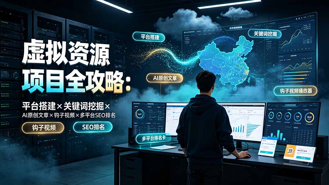 虚拟资源项目全攻略：平台搭建×关键词挖掘×AI原创文章×钩子视频×多平台SEO排名-天韵资源网