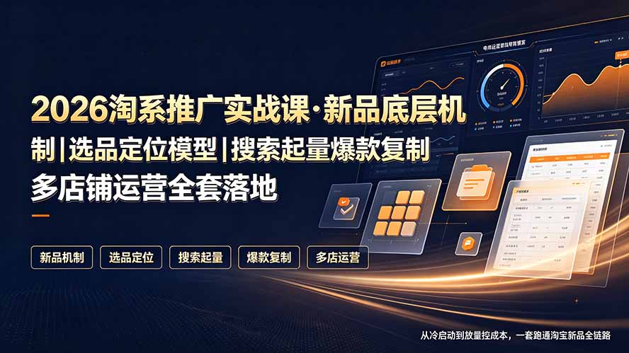 2026淘系推广实战课·新品底层机制｜选品定位模型｜搜索起量爆款复制多店铺运营全套落地教程-天韵资源网