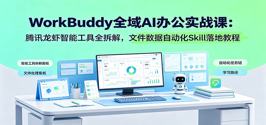 WorkBuddy全域AI办公实战课：腾讯龙虾智能工具全拆解，文件数据自动化Skill落地教程-天韵资源网