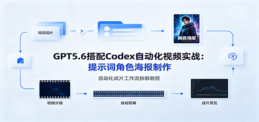GPT5.6搭配Codex自动化视频实战：提示词角色海报制作，自动化成片工作流拆解教程-天韵资源网