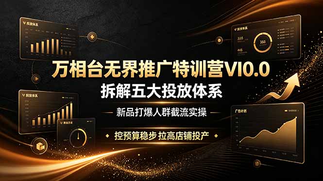 万相台无界推广特训营VI0.0，拆解五大投放体系，新品打爆人群截流实操，控预算稳步拉高店铺投产-天韵资源网
