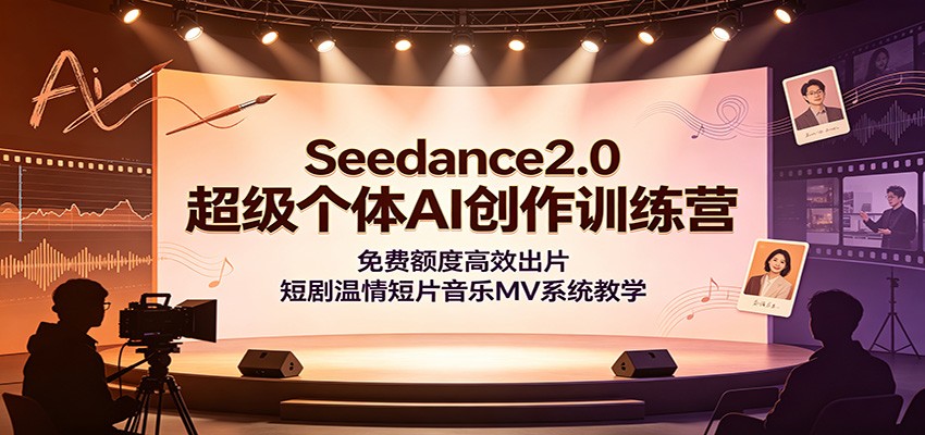 Seedance2.0超级个体AI创作训练营：免费额度高效出片，短剧温情短片音乐MV系统教学-天韵资源网