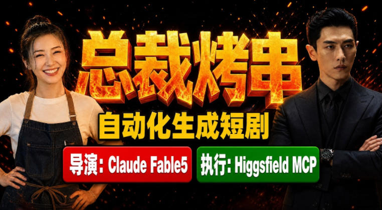 Claude Fable5担任导演+Higgsfield MCP落地执行｜《总裁烤串》真人质感短剧全自动AI生成全流程教学-天韵资源网