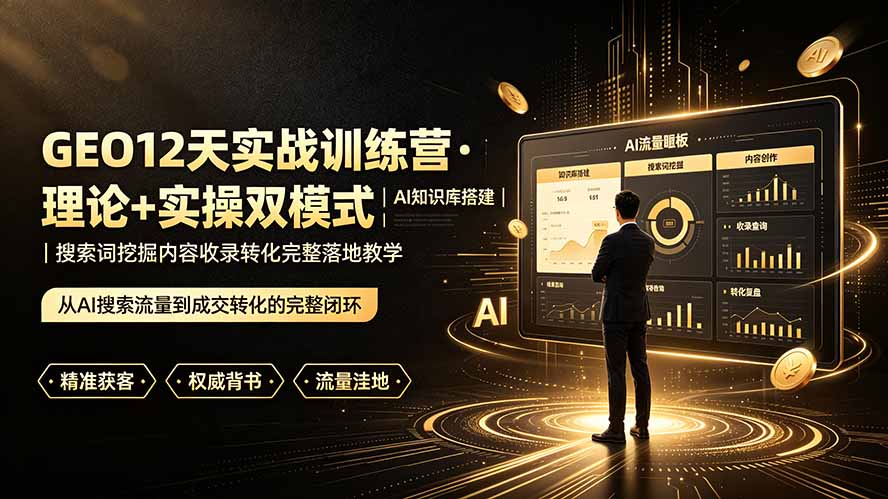 GEO12天实战训练营·理论+实操双模式｜AI知识库搭建｜搜索词挖掘内容收录转化完整落地教学-天韵资源网