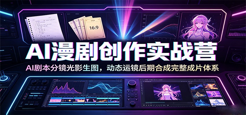 AI漫剧创作实战营：AI剧本分镜光影生图，动态运镜后期合成完整成片体系-天韵资源网