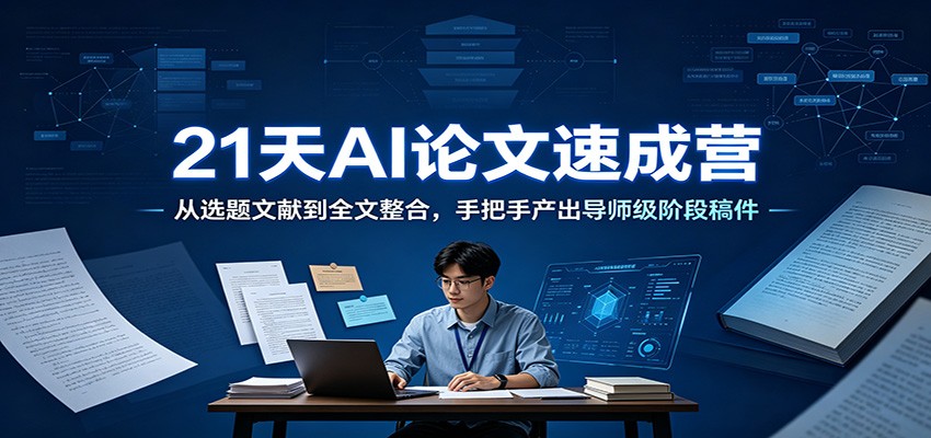 21天AI论文速成营：从选题文献到全文整合，手把手产出导师级阶段稿件-天韵资源网