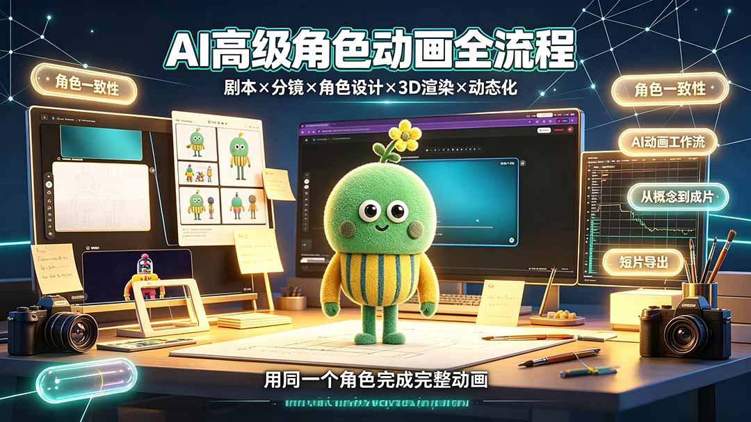 AI高级角色动画全流程：剧本×分镜×角色设计×3D渲染×动态化，从概念到成片一站式教学-天韵资源网
