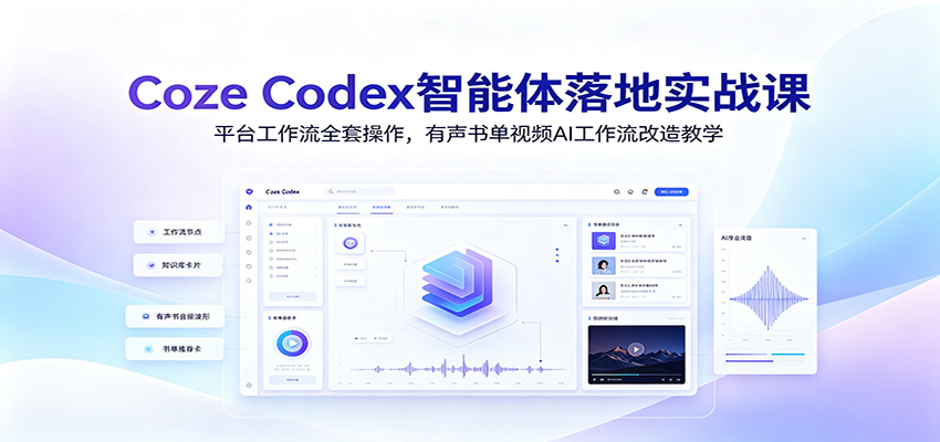 Coze Codex智能体落地实战课：平台工作流全套操作，有声书单视频AI工作流改造教学-天韵资源网